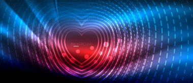 Neon parlayan dalga, sihirli enerji ve ışık arka plan. Duvar kağıdı şablonu, yüksek teknoloji gelecek kavramı