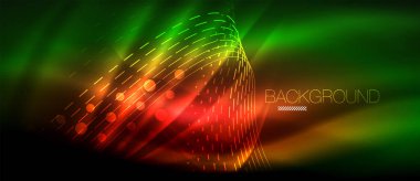 Neon parlayan dalga, sihirli enerji ve ışık arka plan. Duvar kağıdı şablonu, yüksek teknoloji gelecek kavramı