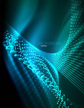 Yumuşak ışık efekti, parlak parlak neon koyu arka plan üzerinde düz çizgiler. Enerji Teknoloji fikir