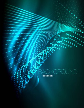 Yumuşak ışık efekti, parlak parlak neon koyu arka plan üzerinde düz çizgiler. Enerji Teknoloji fikir