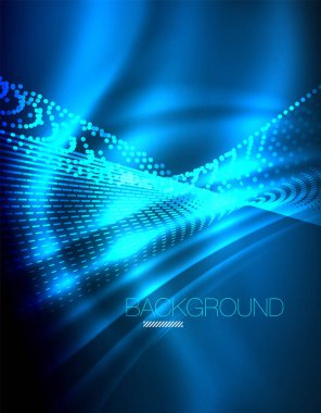 Yumuşak ışık efekti, parlak parlak neon koyu arka plan üzerinde düz çizgiler. Enerji Teknoloji fikir