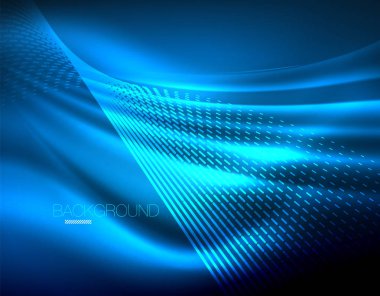 Yumuşak ışık efekti, parlak parlak neon koyu arka plan üzerinde düz çizgiler. Enerji Teknoloji fikir