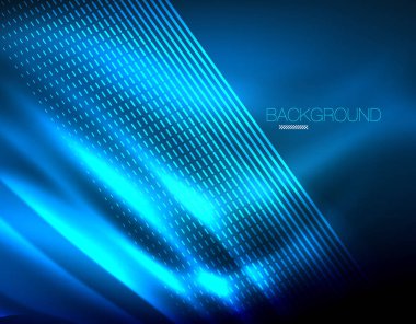Yumuşak ışık efekti, parlak parlak neon koyu arka plan üzerinde düz çizgiler. Enerji Teknoloji fikir