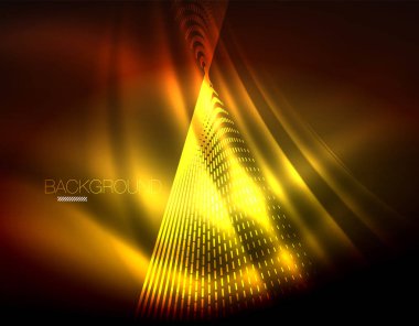 Yumuşak ışık efekti, parlak parlak neon koyu arka plan üzerinde düz çizgiler. Enerji Teknoloji fikir