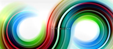 Gökkuşağı sıvı renkli arka plan - girdap ve daireler, bükülmüş sıvı renkler, renkli mermer veya plastik dalgalı doku zemin, çok renkli şablonu için iş veya teknoloji