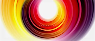 Gökkuşağı sıvı renkli arka plan - girdap ve daireler, bükülmüş sıvı renkler, renkli mermer veya plastik dalgalı doku zemin, çok renkli şablonu için iş veya teknoloji