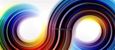 Gökkuşağı sıvı renkli arka plan - girdap ve daireler, bükülmüş sıvı renkler, renkli mermer veya plastik dalgalı doku zemin, çok renkli şablonu için iş veya teknoloji