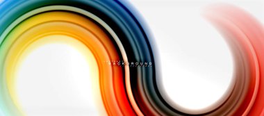 Gökkuşağı sıvı renkli arka plan - girdap ve daireler, bükülmüş sıvı renkler, renkli mermer veya plastik dalgalı doku zemin, çok renkli şablonu için iş veya teknoloji