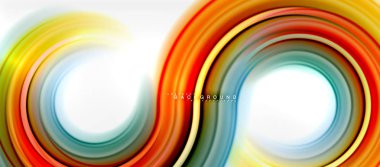 Gökkuşağı sıvı renkli arka plan - girdap ve daireler, bükülmüş sıvı renkler, renkli mermer veya plastik dalgalı doku zemin, çok renkli şablonu için iş veya teknoloji