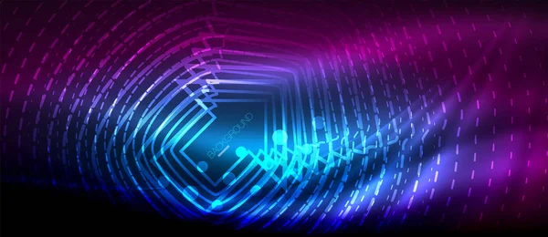 Neon parlayan dalga, sihirli enerji ve ışık arka plan. Duvar kağıdı şablonu, yüksek teknoloji gelecek kavramı