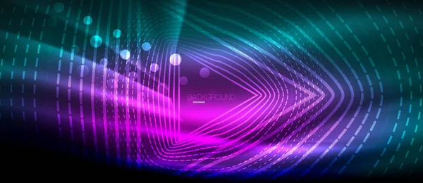 霓虹灯发光波, 魔术能量和光运动背景。墙纸模板, 高科技未来理念 — 图库矢量图片