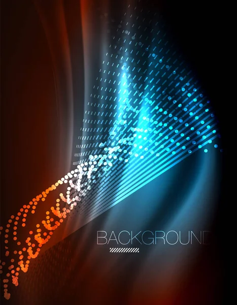 滑らかな光の効果 輝く光沢のあるネオン暗い背景上の直線 エネルギー技術の考え ベクトル図 — ストックベクタ