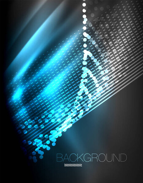 Гладкий световой эффект, прямые линии на светящемся сияющем неоновом темном фоне. Идея энергетических технологий
