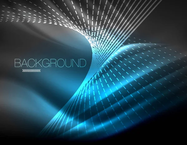 Yumuşak ışık efekti, parlak parlak neon koyu arka plan üzerinde düz çizgiler. Enerji Teknoloji fikir