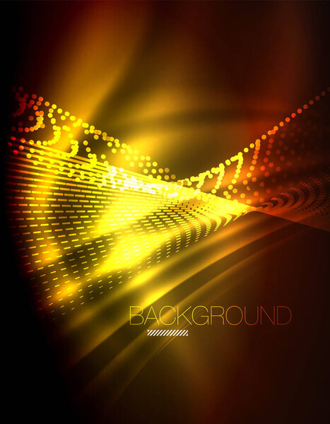 Гладкий световой эффект, прямые линии на светящемся сияющем неоновом темном фоне. Идея энергетических технологий
