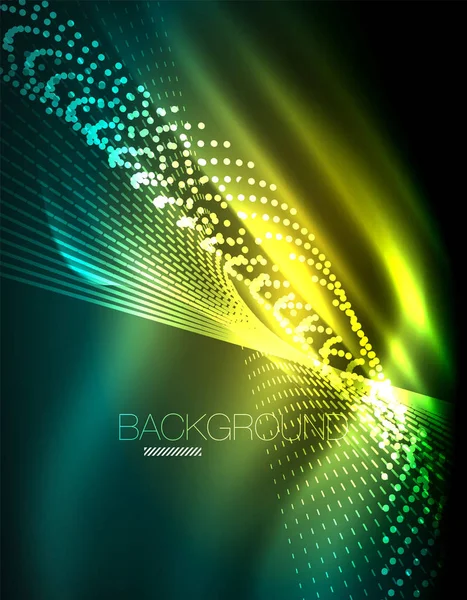 Yumuşak ışık efekti, parlak parlak neon koyu arka plan üzerinde düz çizgiler. Enerji Teknoloji fikir