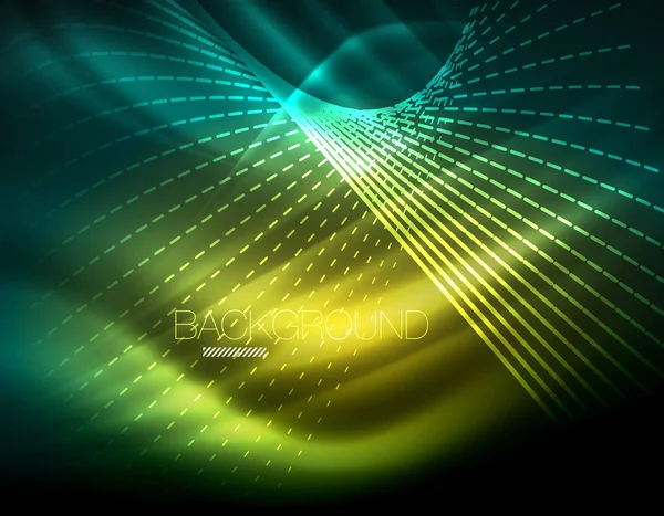 Yumuşak ışık efekti, parlak parlak neon koyu arka plan üzerinde düz çizgiler. Enerji Teknoloji fikir