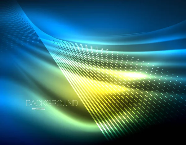 Yumuşak ışık efekti, parlak parlak neon koyu arka plan üzerinde düz çizgiler. Enerji Teknoloji fikir