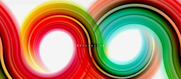 Fondo abstracto de la línea de color fluido arco iris - remolino y círculos, diseño de colores líquidos retorcidos, mármol colorido o fondo de textura ondulada de plástico, plantilla multicolor para negocios o tecnología — Archivo Imágenes Vectoriales