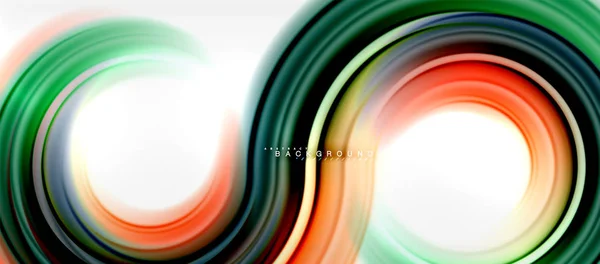 Fondo abstracto de la línea de color fluido arco iris - remolino y círculos, diseño de colores líquidos retorcidos, mármol colorido o fondo de textura ondulada de plástico, plantilla multicolor para negocios o tecnología — Vector de stock