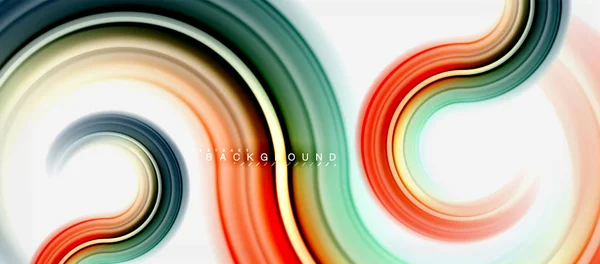 Arrière-plan abstrait de ligne de couleur fluide arc-en-ciel - tourbillon et cercles, conception de couleurs liquides torsadées, fond de texture ondulée en marbre ou en plastique coloré, gabarit multicolore pour les entreprises ou la technologie — Image vectorielle