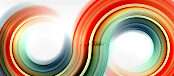 彩虹流体色线抽象背景 漩涡和圆圈 扭曲的液体颜色设计 彩色大理石或塑料波浪纹理背景 多彩多姿的商业或技术模板 — 图库矢量图片