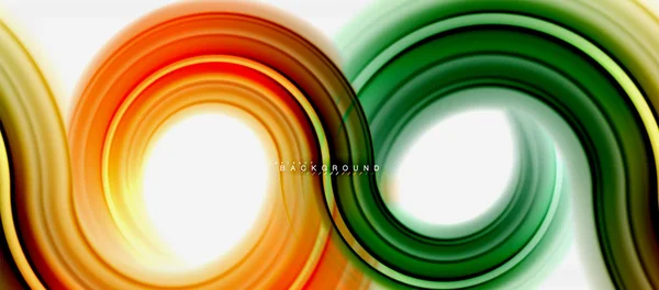 Fondo abstracto de la línea de color fluido arco iris - remolino y círculos, diseño de colores líquidos retorcidos, mármol colorido o fondo de textura ondulada de plástico, plantilla multicolor para negocios o tecnología — Archivo Imágenes Vectoriales