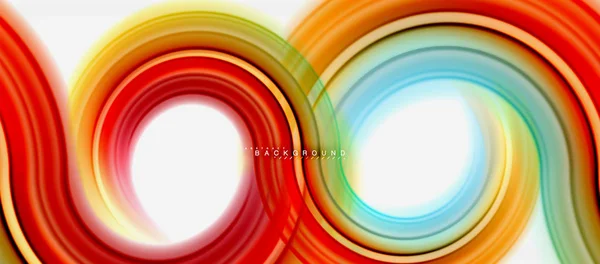 Regenboog Vloeistof Kleur Lijn Abstracte Achtergrond Swirl Cirkels Twisted Vloeibare — Stockvector