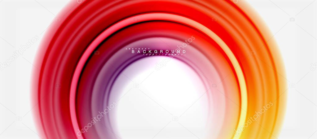 Rainbow fluid color line abstract background - swirl and circles, twisted liquid colours design, colorful marble or plastic wavy texture backdrop, multicolored template for business or technology