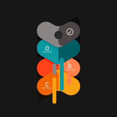 Düz tasarım geometrik infographics, ok şekli vektör etiket veya etiket, Fiyat etiketleri, promosyon rozet, simgesi tasarım, kağıt tarzı düzeni verileri grafik görselleştirme adım adım süreci için için teklif