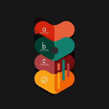 Düz tasarım geometrik infographics, ok şekli vektör etiket veya etiket, Fiyat etiketleri, promosyon rozet, simgesi tasarım, kağıt tarzı düzeni verileri grafik görselleştirme adım adım süreci için için teklif