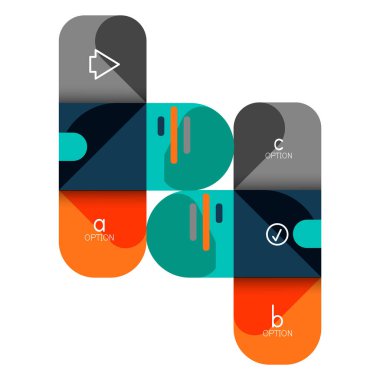 Infographics seçeneği ve adım adım içinde yuvarlak kareler, grafik, grafik, diyagram seçenekleri, parçalar, süreçleri ile unsuru