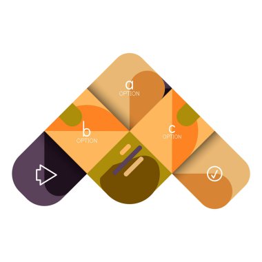 Infographics seçeneği ve adım adım içinde yuvarlak kareler, grafik, grafik, diyagram seçenekleri, parçalar, süreçleri ile unsuru