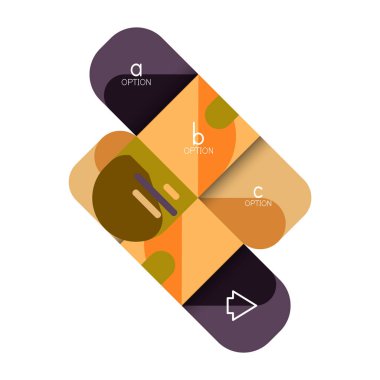 Infographics seçeneği ve adım adım içinde yuvarlak kareler, grafik, grafik, diyagram seçenekleri, parçalar, süreçleri ile unsuru