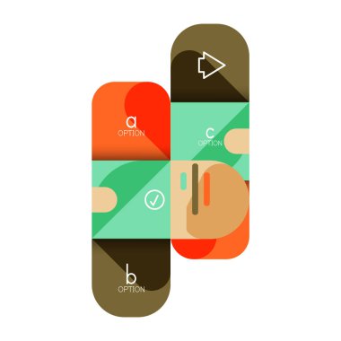 Infographics seçeneği ve adım adım içinde yuvarlak kareler, grafik, grafik, diyagram seçenekleri, parçalar, süreçleri ile unsuru