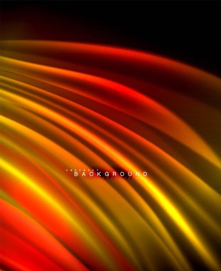 Neon parlayan dalga, sihirli enerji ve ışık arka plan. Vektör duvar kağıdı şablonu