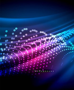 Neon parlayan techno hatları, yüksek teknoloji fütüristik arka plan şablonu kare şekilleri ile