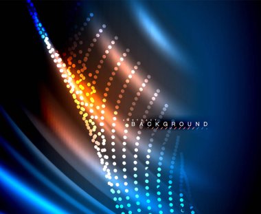 Neon parlayan techno hatları, yüksek teknoloji fütüristik arka plan şablonu kare şekilleri ile