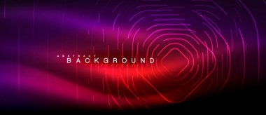 Neon parlayan çizgiler, sihirli enerji uzay ışığı konsepti, soyut arka plan duvar kağıdı tasarımı