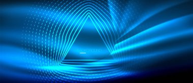 Neon parlayan dalga, sihirli enerji ve ışık arka plan. Duvar kağıdı şablonu, yüksek teknoloji gelecek kavramı