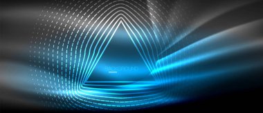 Neon parlayan dalga, sihirli enerji ve ışık arka plan. Duvar kağıdı şablonu, yüksek teknoloji gelecek kavramı