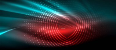 Neon parlayan dalga, sihirli enerji ve ışık arka plan. Duvar kağıdı şablonu, yüksek teknoloji gelecek kavramı