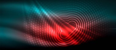 Neon parlayan dalga, sihirli enerji ve ışık arka plan. Duvar kağıdı şablonu, yüksek teknoloji gelecek kavramı