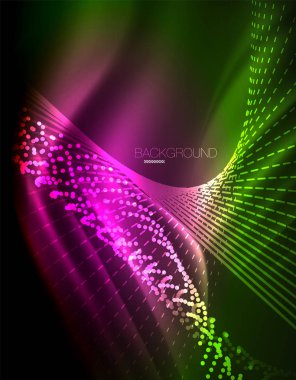 Yumuşak ışık efekti, parlak parlak neon koyu arka plan üzerinde düz çizgiler. Enerji Teknoloji fikir