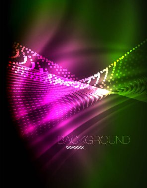 Yumuşak ışık efekti, parlak parlak neon koyu arka plan üzerinde düz çizgiler. Enerji Teknoloji fikir