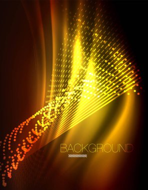 Yumuşak ışık efekti, parlak parlak neon koyu arka plan üzerinde düz çizgiler. Enerji Teknoloji fikir