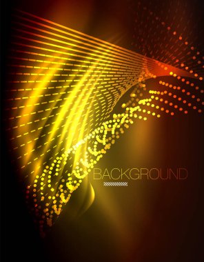 Yumuşak ışık efekti, parlak parlak neon koyu arka plan üzerinde düz çizgiler. Enerji Teknoloji fikir