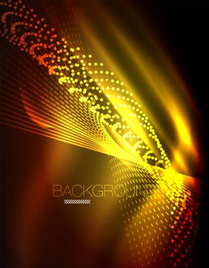 Yumuşak ışık efekti, parlak parlak neon koyu arka plan üzerinde düz çizgiler. Enerji Teknoloji fikir