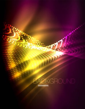 Yumuşak ışık efekti, parlak parlak neon koyu arka plan üzerinde düz çizgiler. Enerji Teknoloji fikir