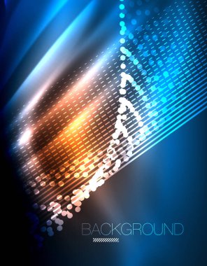 Yumuşak ışık efekti, parlak parlak neon koyu arka plan üzerinde düz çizgiler. Enerji Teknoloji fikir